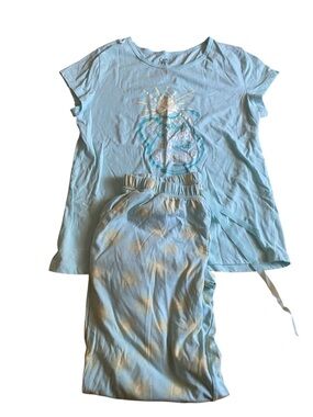 croft & barrow S Light Blue Sleep Top with Yellow Sun Graphic